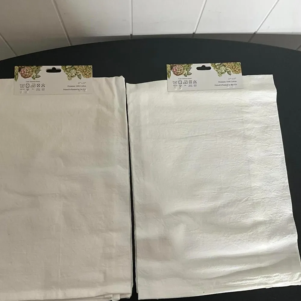 New Lot of 2 White Printed 100% Cotton Premium Tea Towels Hearts Love V Day